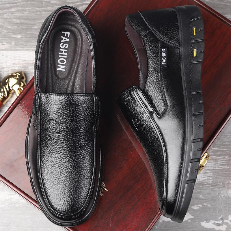 Foreign Trade Men's Shoes Genuine Leather Tail Order Original Casual Shoes First Layer Cowhide Dad Shoes Cover Feet Lazy Wear-resistant Breathable Lea