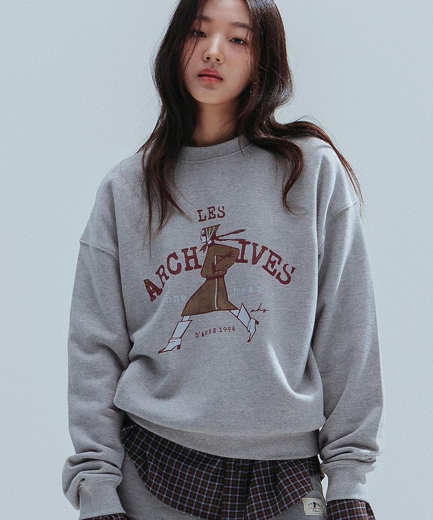 ANNEHEARTS Walking Girl Archive Sweatshirt_Melange