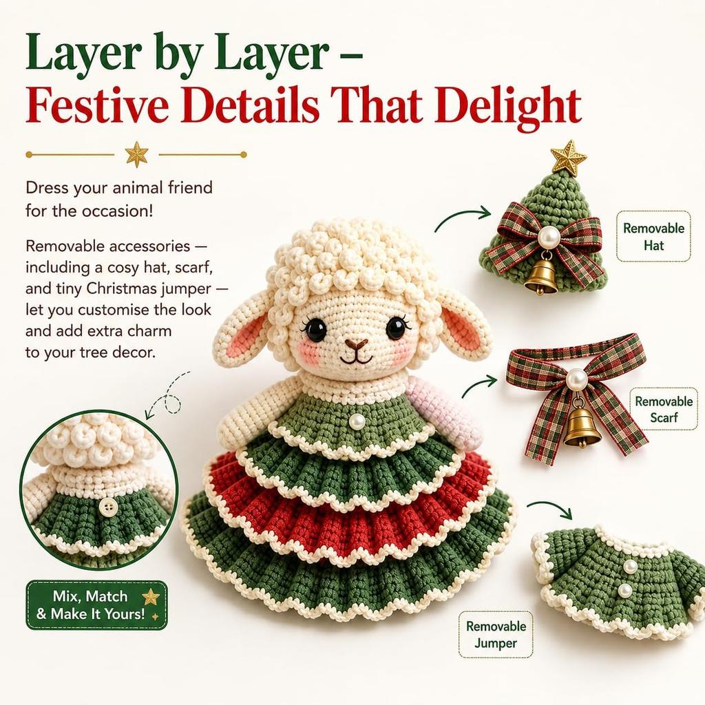 DIY Christmas Tree Crochet Set Christmas Tree Crochet Set-D Lamb