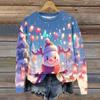 Ladies' Christmas Printed Long Sleeved Round Neck Hoodie Loose Top