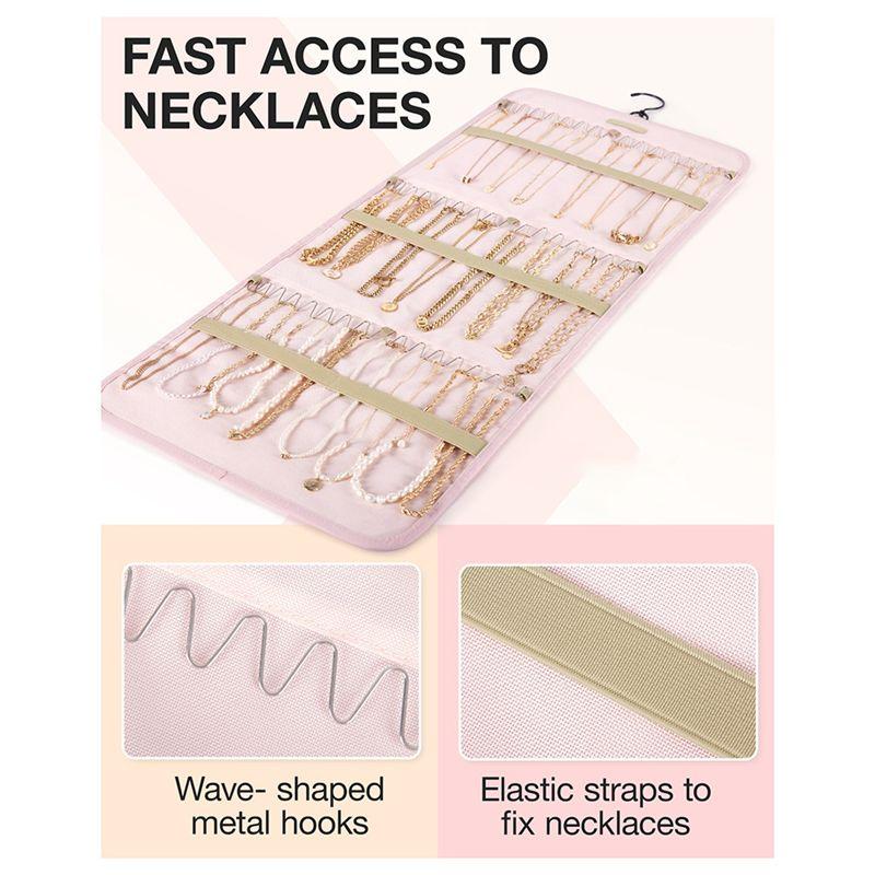 Jewelry Storage Bag, Hanging Storage, Double-Sided Roll-Up Hook Metal Hook Earring Necklace Ring Jewelry Holder-B61B