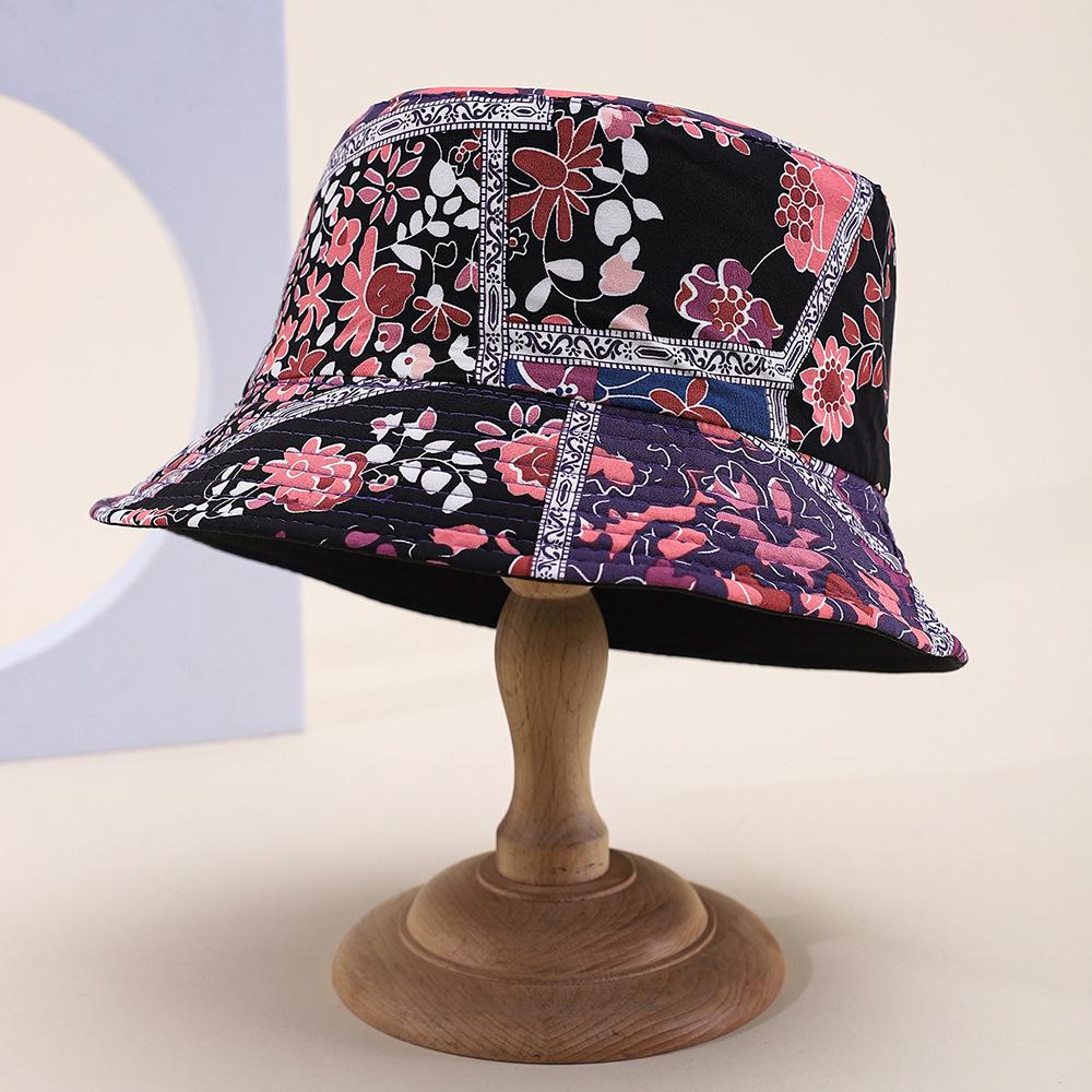 Unisex Reversible Monogram Retro Bucket Hat - Versatile Outdoor Sunshade