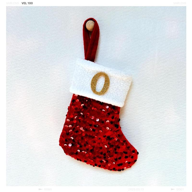 New creative DIY silver sequined knitted socks red letter christmas stockings christmas day decorative knickknacks