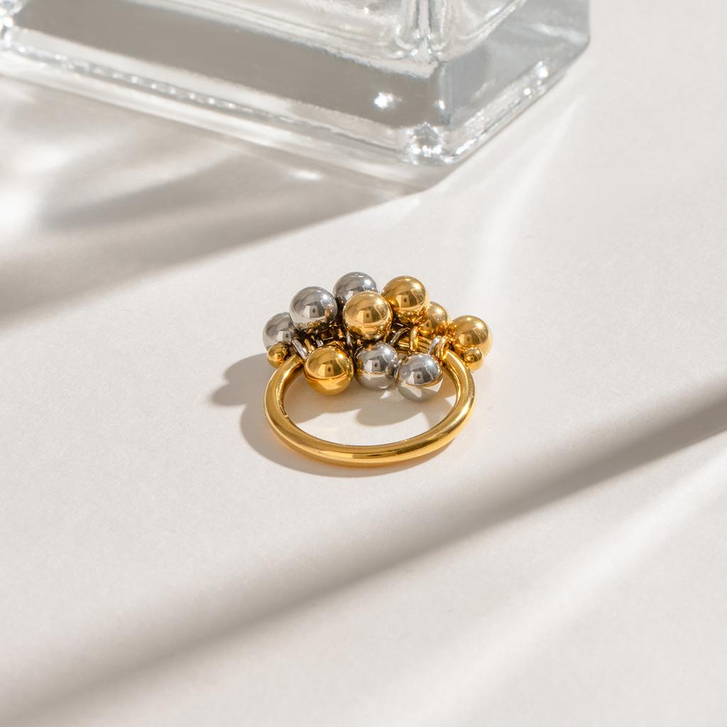 Youthway Unique Statement Gold Plated Stainless Steel Gold& Color Circle Beads Ring Waterproof Anti Allergic Jewelry Gift