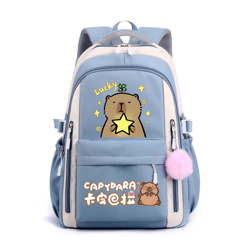 Kapibara Schoolbag New 2024 Ridge Protection Cute Men and Women High Value Cartoon Printing Large Capacity Backpack