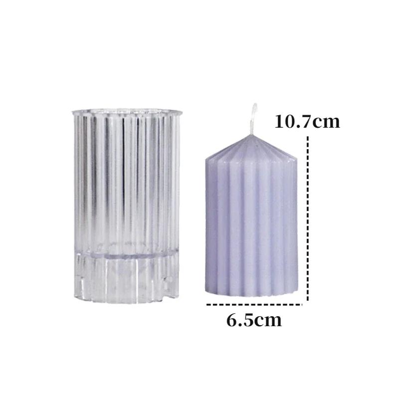 Striped Peaked Cylindrical Plastic Candle Molds DIY Coarse Gear Column Aromatherapy Candles Making Supplies Acrylic Mold Kit