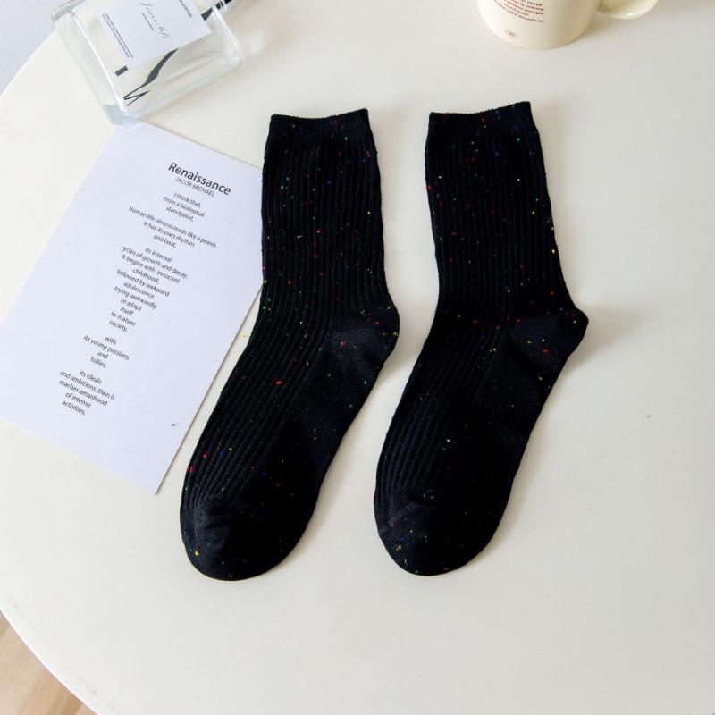 Chaussettes en coton pour femmes, printemps et automne, à nouer, fil idée ravissant, fines, couleur unie, à côtes cylindriques