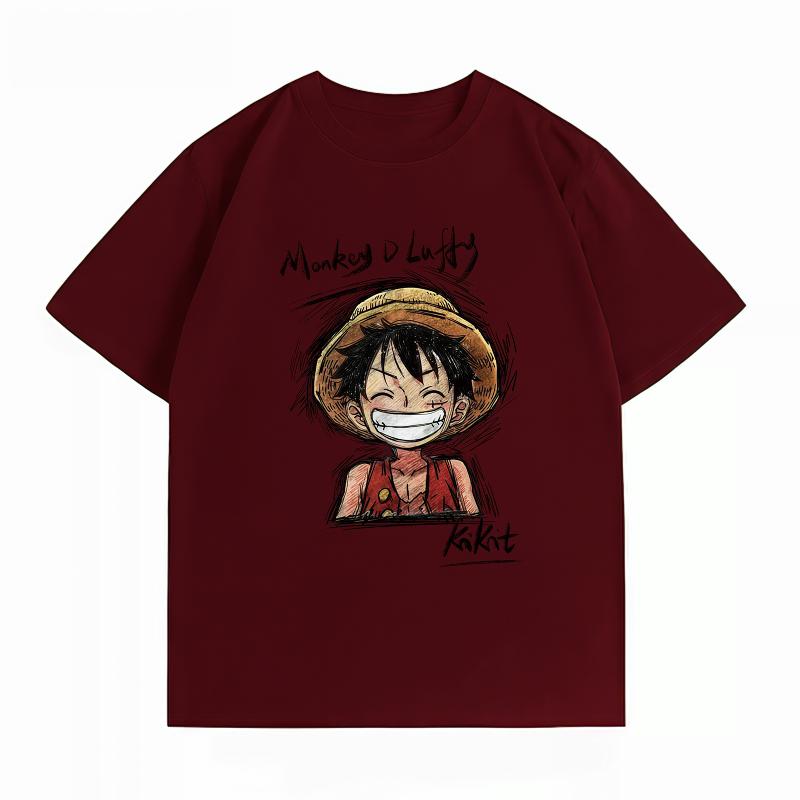 Unisexs Clothing New 100 Cotton Breathable Summer TShirt One Piece Luffy Print Casual Streetwear Unisexs TShirt