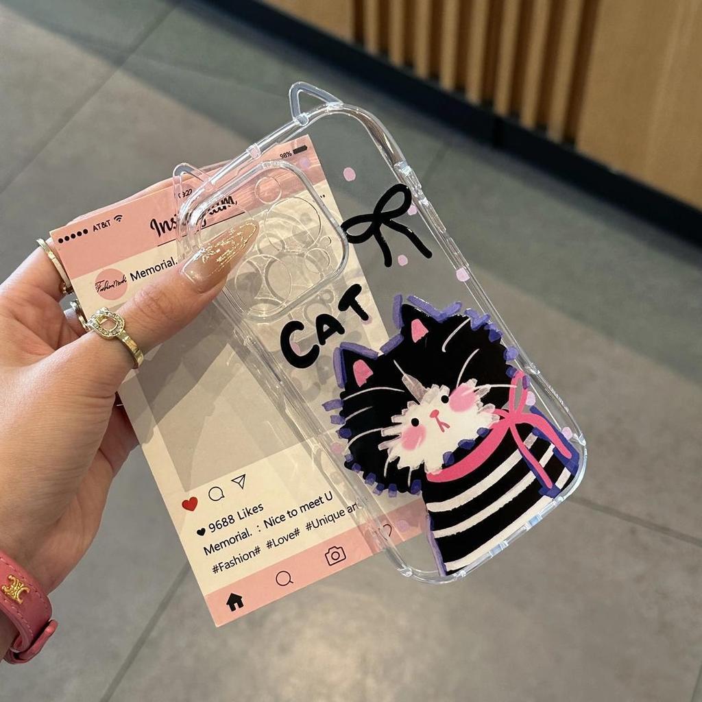The New Model Is Suitable for Iphone11 Bow Cat with Bracelet, Mobile Phone Case, Apple 11 Cat Ear Transparent Protective Case.