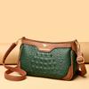 Trendy and fashionable small square bag, retro contrasting color women's bag, simple casual shoulder bag, crocodile pattern embossed messenger bag.