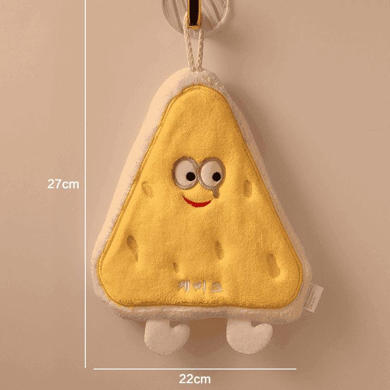 Cheese Coral Velvet Hand Wipes Cute Soft Absorbent Towel Kitchen Bathroom Bread Toast Slices Cookie Doughnut Hand Wipes