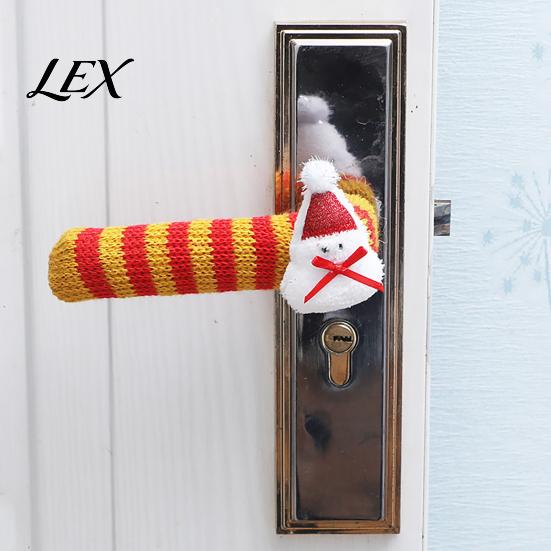Holiday Home Decoration Accessories Knitted Christmas Doorknob Covers, Santa Reindeer Decor, Anti?Slip Protector Sleeves, Door Supplies Handle