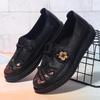 Women's Autumn Embroidered Soft Sole Non-Slip Flat Shoes - Comfortable, Breathable, Ideal for Middle-Aged and Elderly.