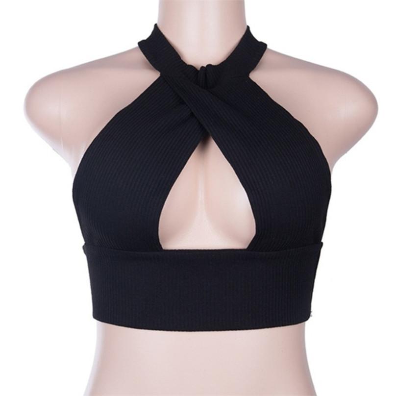 Charming Summer Fashion Women's Hanging Neck Stretch Vest Ladies Slim Solid Color Sexy Halter Wrap Chest Tube Top