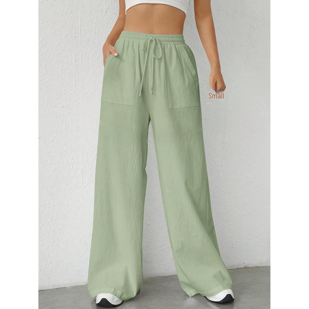2025 Women's Casual Solid Color Drawstring Straight-Leg Pants - Spring & Autumn Collection