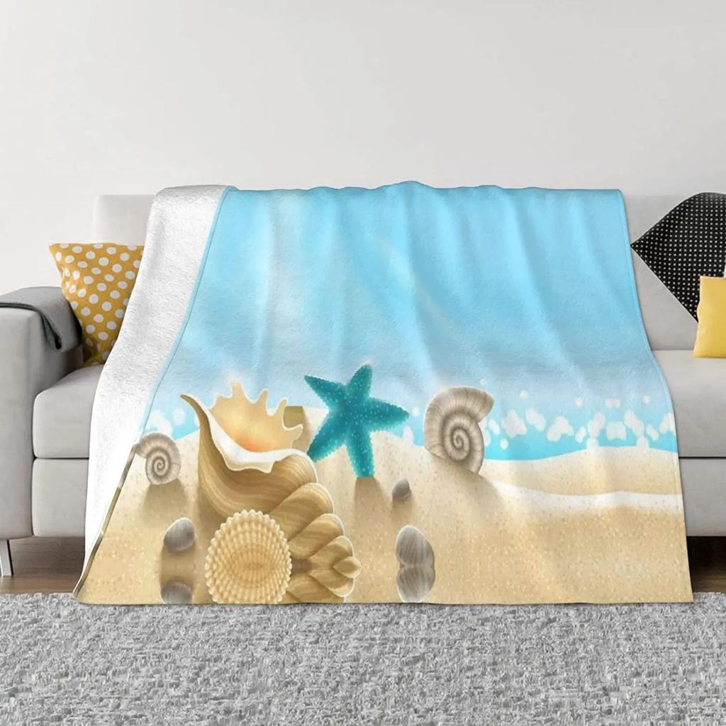 Seestern Strand Meer Flanell Überwurfdecke Meerestiere Decke King Queen Größe für Bett Sofa Couch Leicht Warm Super Weich