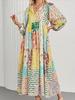 European and American explosive bohemian lantern sleeves fashion printing big pendulum long dress