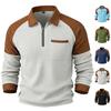 New Men's Waffle Collar Half-zip Polo Shirt Casual Jacket Fashionable Long-sleeved T-shirt