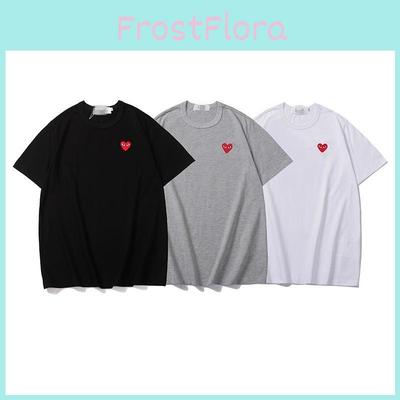 Trendy Japanese Heart Embroidered Short Sleeve T-shirt For Couples And Parents