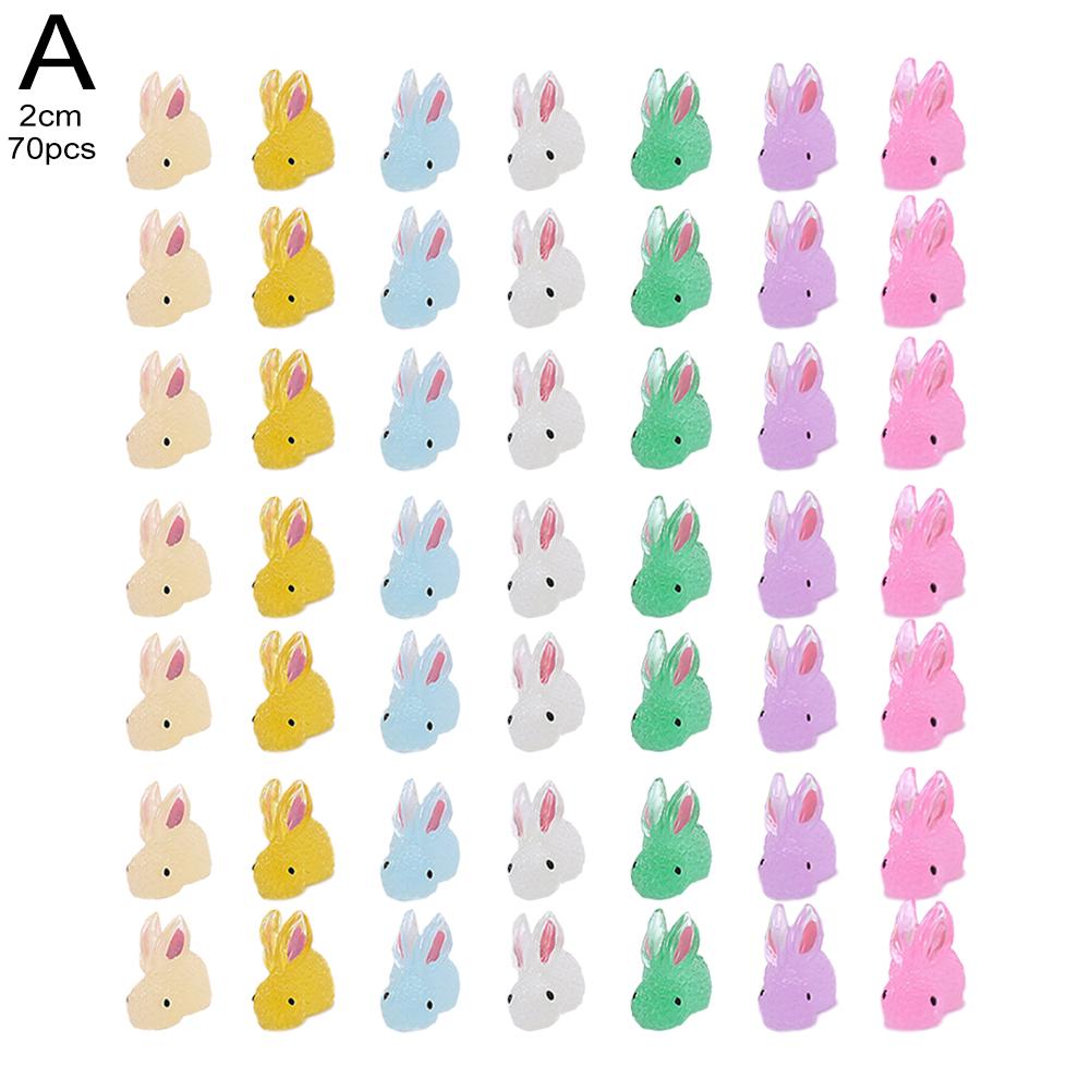 

70 шт. мультяшный миниатюрный кролик смоляная светящаяся мини-фигурка кролика DIY заколка для волос кролик телефон Mini R O3V4 Color mixing-M