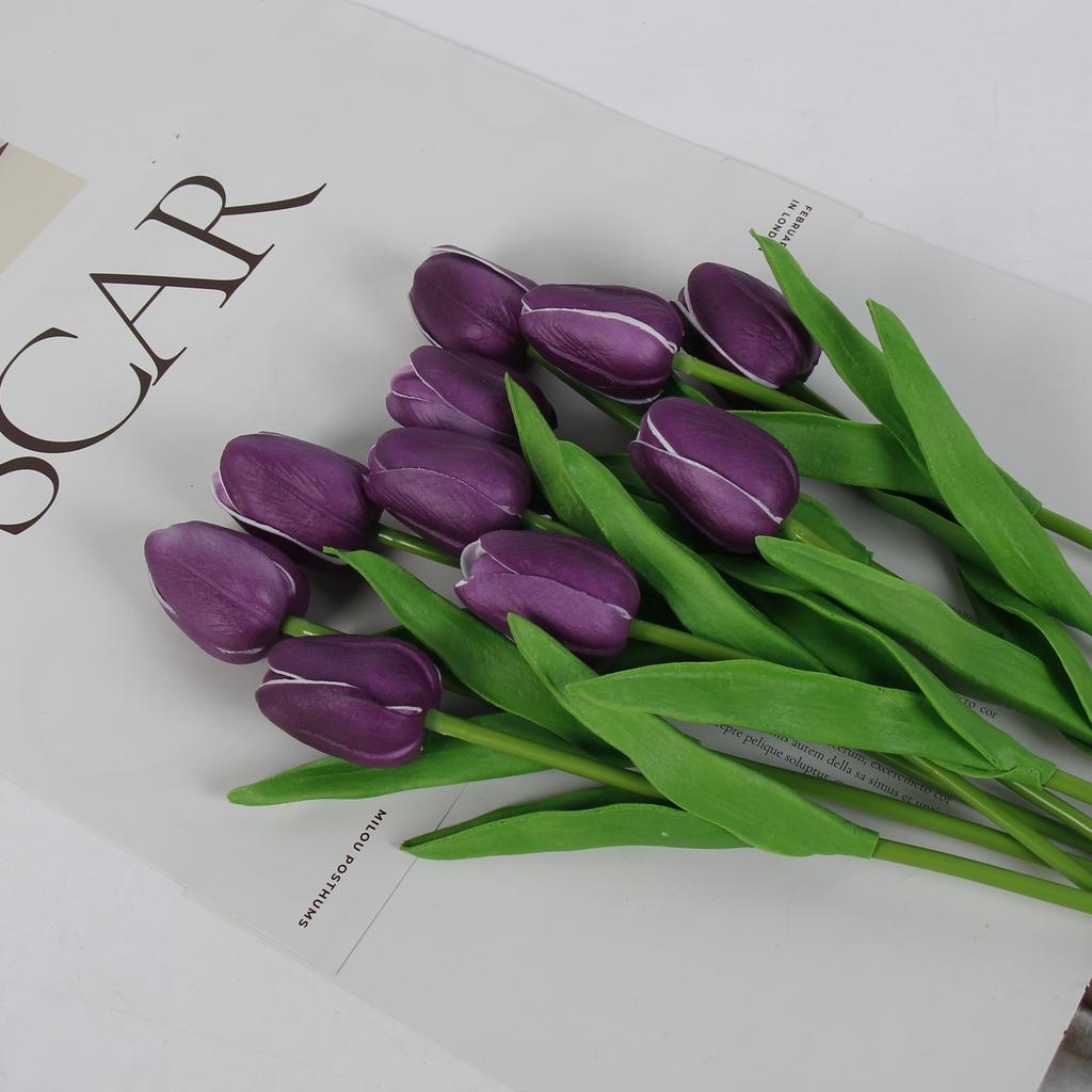 10 Pcs Tulips Simulated Flower Wedding Fake Flower Bouquet Shooting Props Home Living Room Decoration PU Simulated Flower