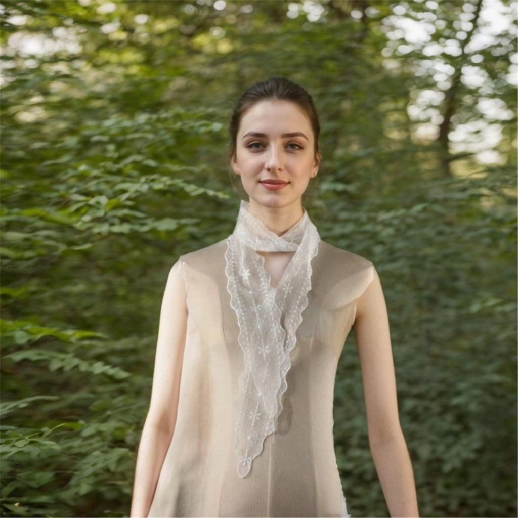 Elegant Lace Scarf With Embroidery Pattern Neck Wrap Multiuse Waistband For Fashionable Women And Lady Formal Occasion