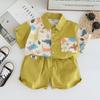 Boys' Summer Outfit Set Summer Baby Fashionable Tie Shirt Short Sleeved T-shirt Children's Two-piece Set