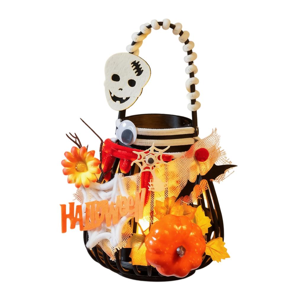 Halloween Pumpkin Handwoven with Carry Handle for Party Home Decor