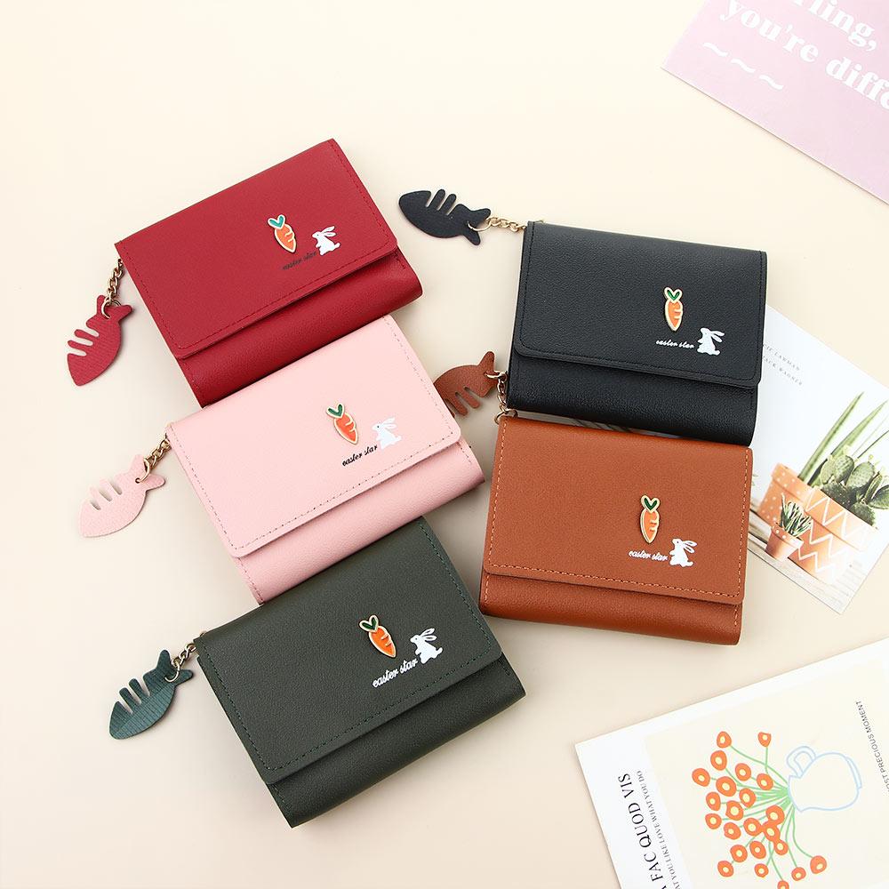 PU Leather Rabbit Carrot Korean Money Bag Women Wallets Card Holders Small Coin Purse