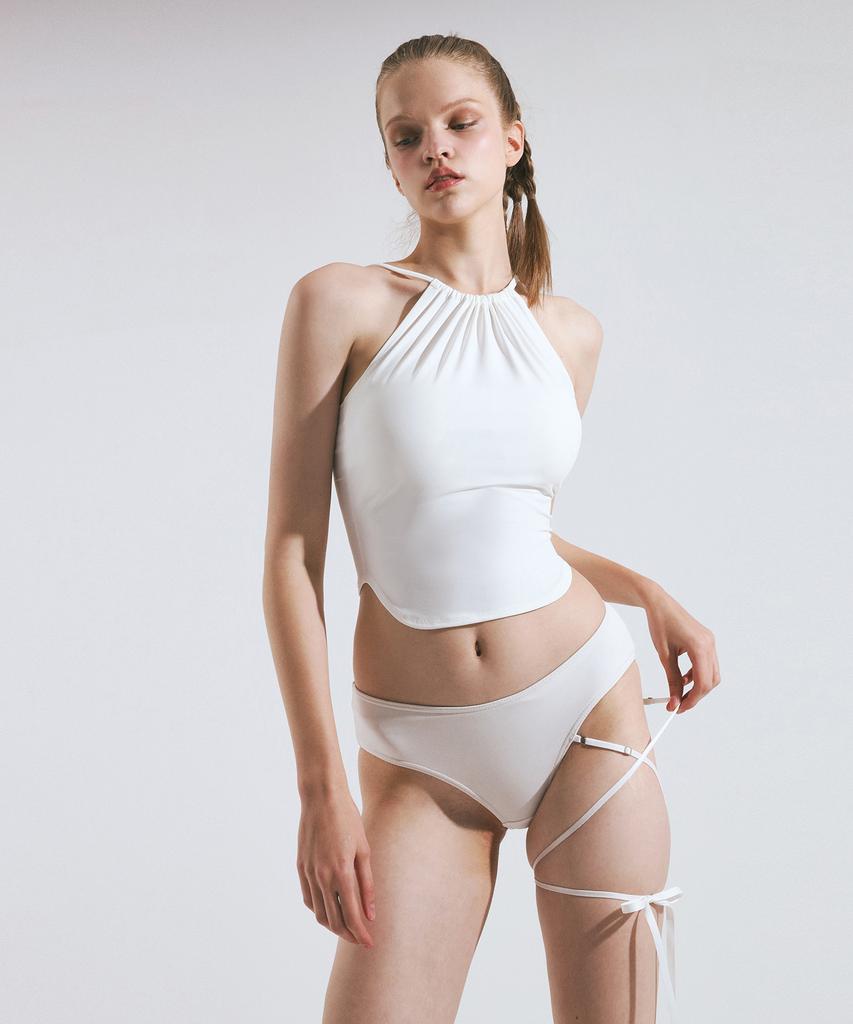 VINAJ Shirred Halter Neck Bikini Bra (White)