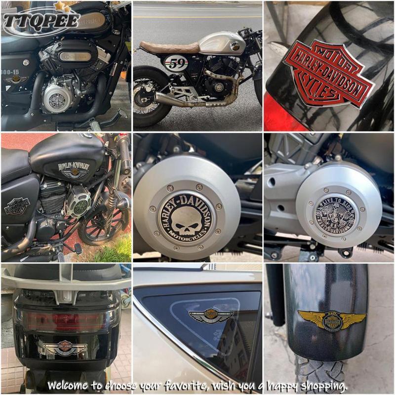 1 ks kovový hliníkový plech lebka kostra samolepka motocykly hlava 3D samolepka ocas palivová nádrž dekorativní samolepky pro Harley Davidson