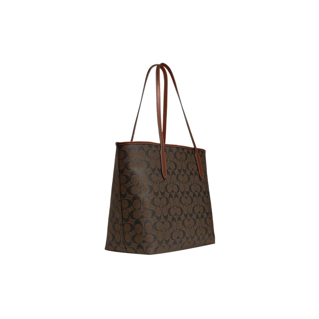 Coach City 33 Classic Monogram Snap Closure Tote Bag Women Tote Brown Mahogany 5696-IMW6S