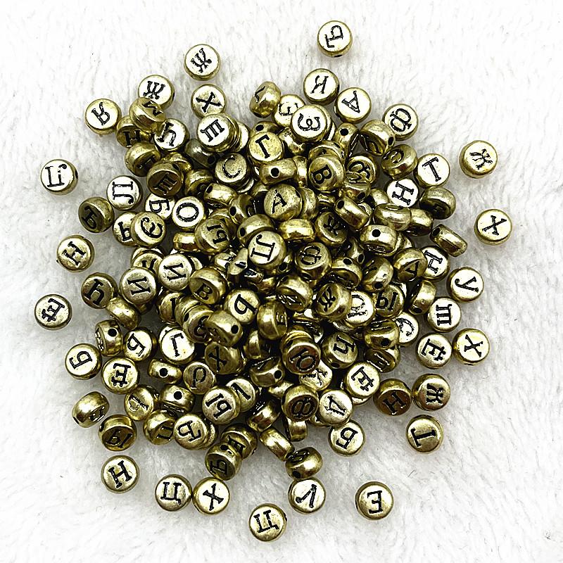 100pcs 7x4mm 6x6mm Russian Korean English Alphabet Letter Beads Charms Beads for Making Jewelry Diy Handmade Bracelets Necklace