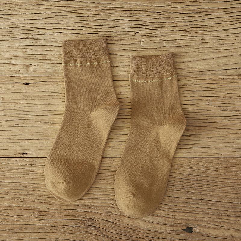 5/10 Paires Chaussettes Décontractées Confortables Printemps Été Femmes Mi-mollet Couleur Unie Coton Chaussettes Longues Mignonnes Absorbant la Transpiration Respirantes