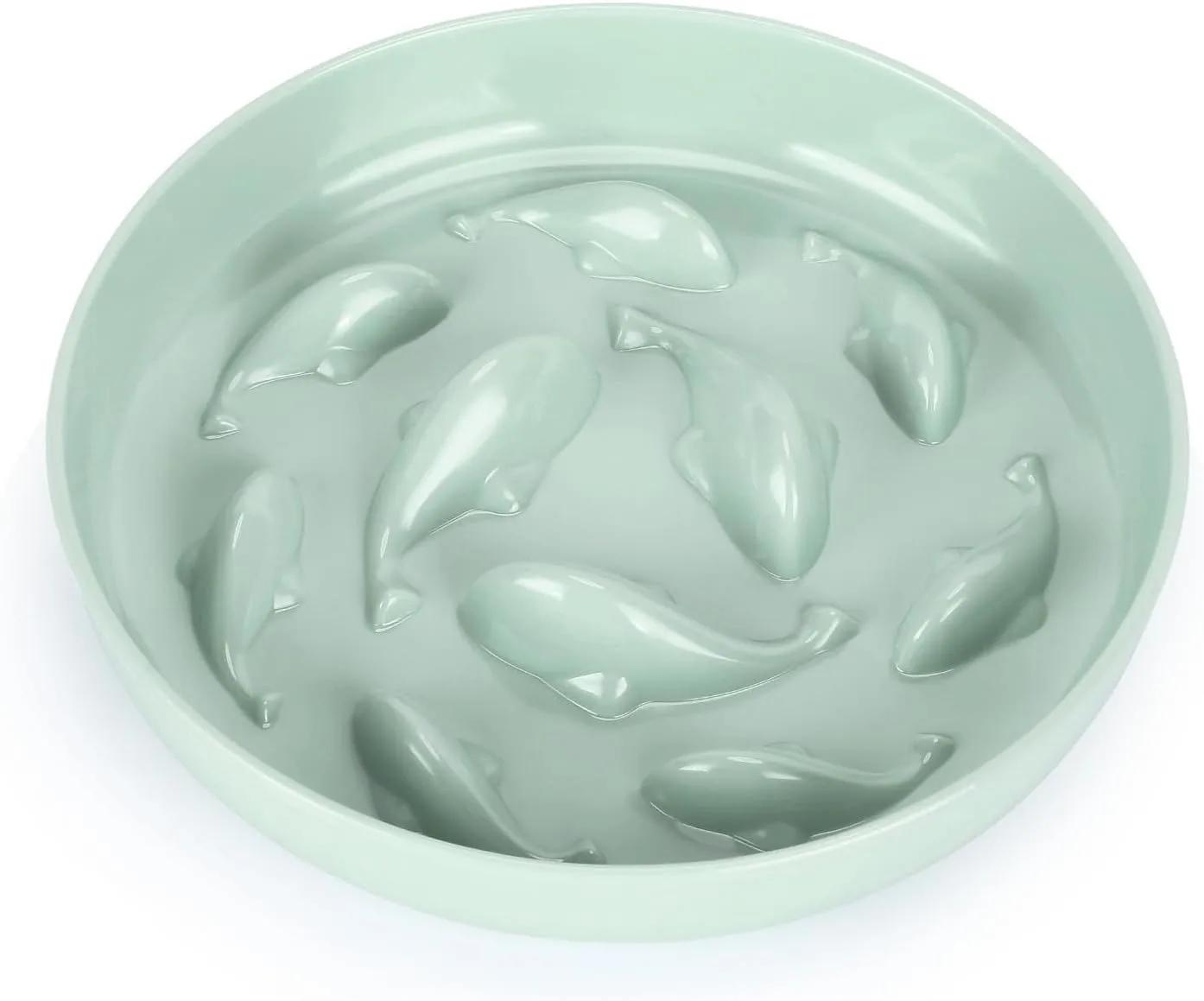 

Миска для кошек Slow Food, против глотания и рвоты, здоровое питание для домашних животных, кормление, не проливающиеся миски для домашних животных, нескользящие принадлежности зелёный