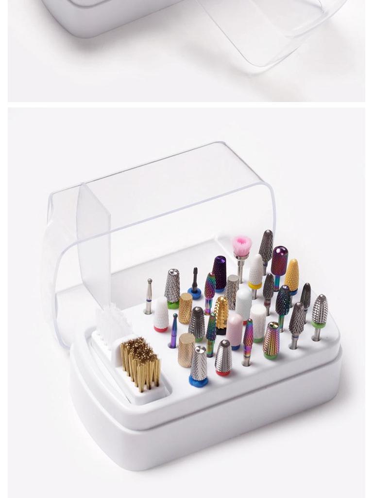 Cross-Border Manicure 30-Hole Grinding Head Storage & Cleaning Box