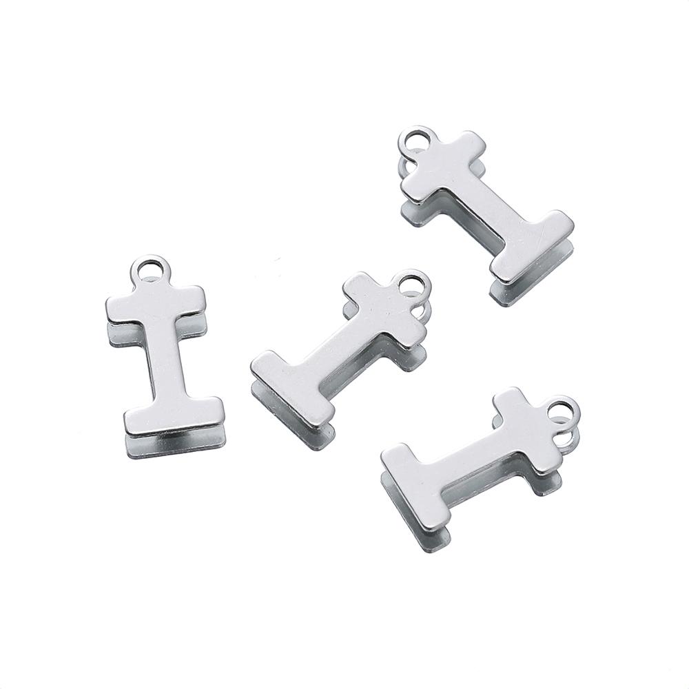 50 Stück Edelstahl 12mm Englische Buchstaben A-Z Anhänger für DIY Halsketten Schmuckherstellung Zubehör
