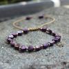 Colorful Bohemian Purple Emperor Bracelet with Adjustable Braided Hematite Spacer Beads