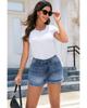 Azura Exchange High Waist Raw Hem Denim Shorts
