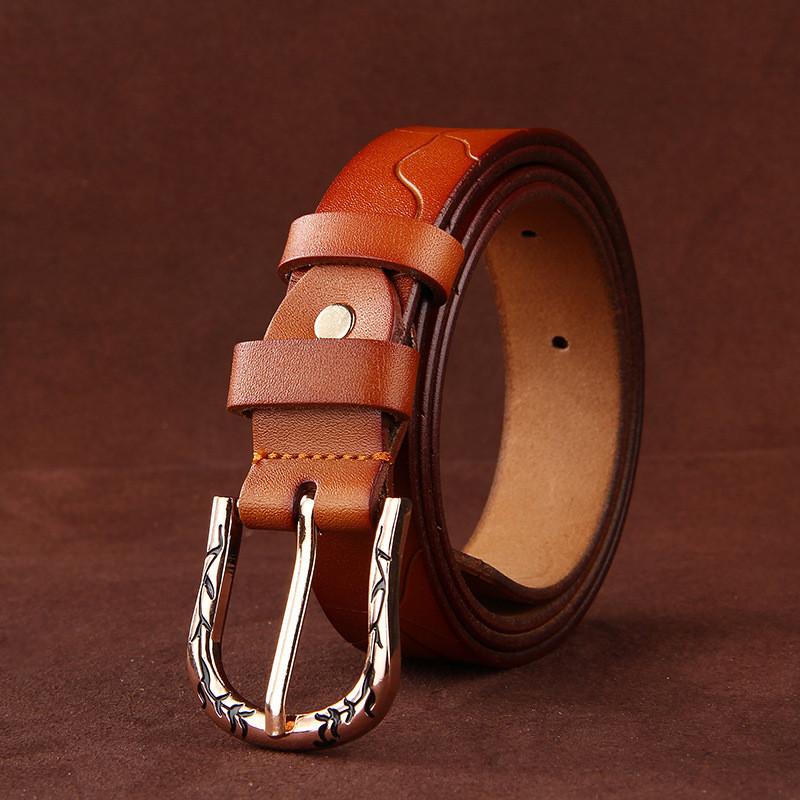 Pure Leather Female Belt With Simple Pin Closure For Work And Casual Outfits