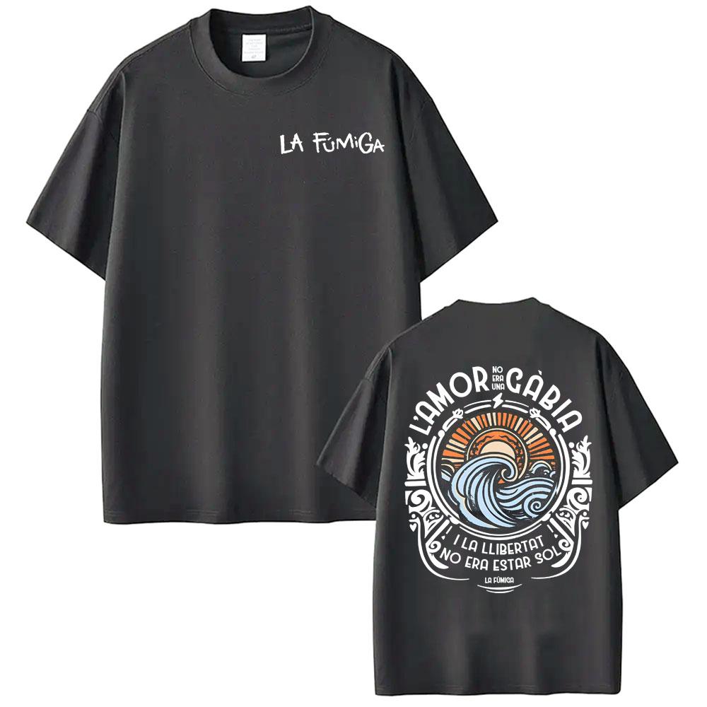 Band La Fumiga Llibertat Album Merch T Shirts for Men Women Fashion Cool TShirt High Quality Oversized Cotton Tshirt Streetwear