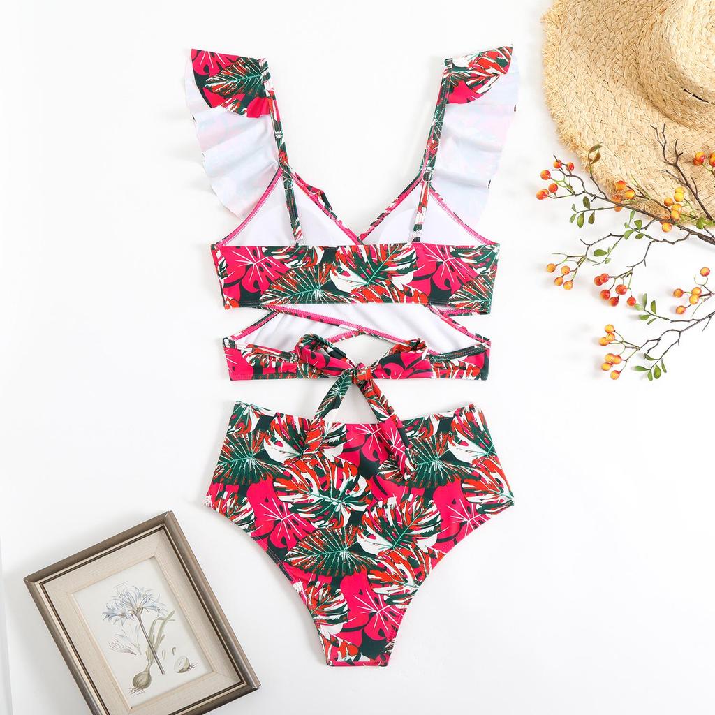 2025 European & American Women's Sexy Ruffle Backless Bikini Swimsuit