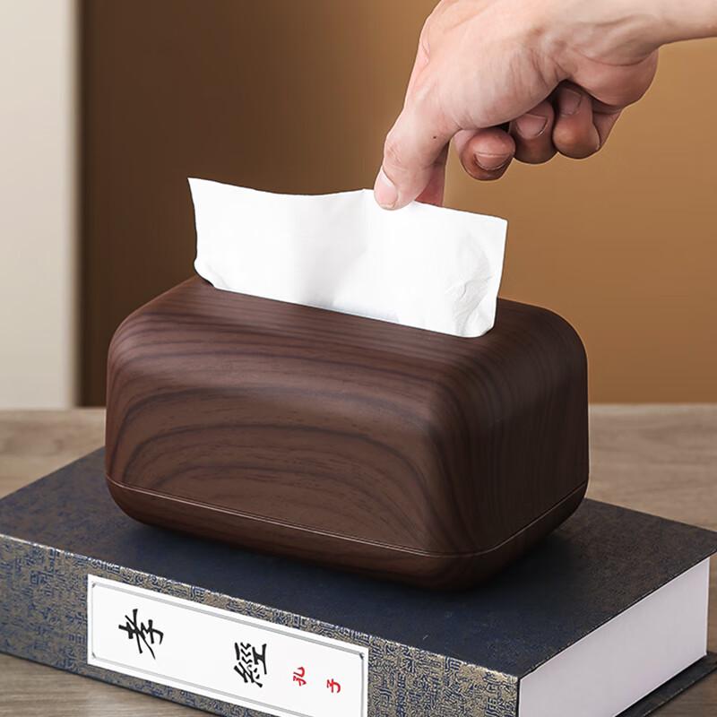 Imitation Walnut Chinese Style Tissue Box