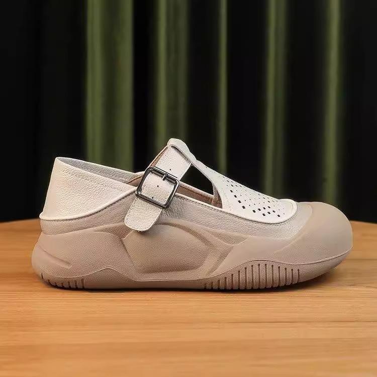 

Korean version of foreign trade versatile hole sandals summer wear new thick-soled one-pedal retro mother casual sports shoes 35 бежевий
