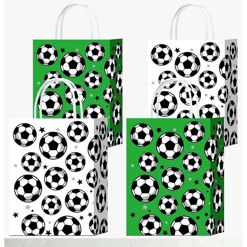 Football-Themed Tote Bag Party Football Pattern Gift Bag Sporty Shopping And Beverage Paper Bag