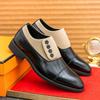 Men's All-Season Pointed Toe British Leather Patchwork Slip-On Casual Formal Shoes
