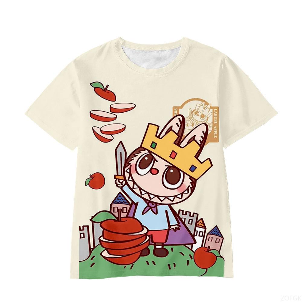 2025 New Trendy Animation Labubu Cartoon 3D Printing Comfortable Loose Round Neck Short Sleeve T-shirt