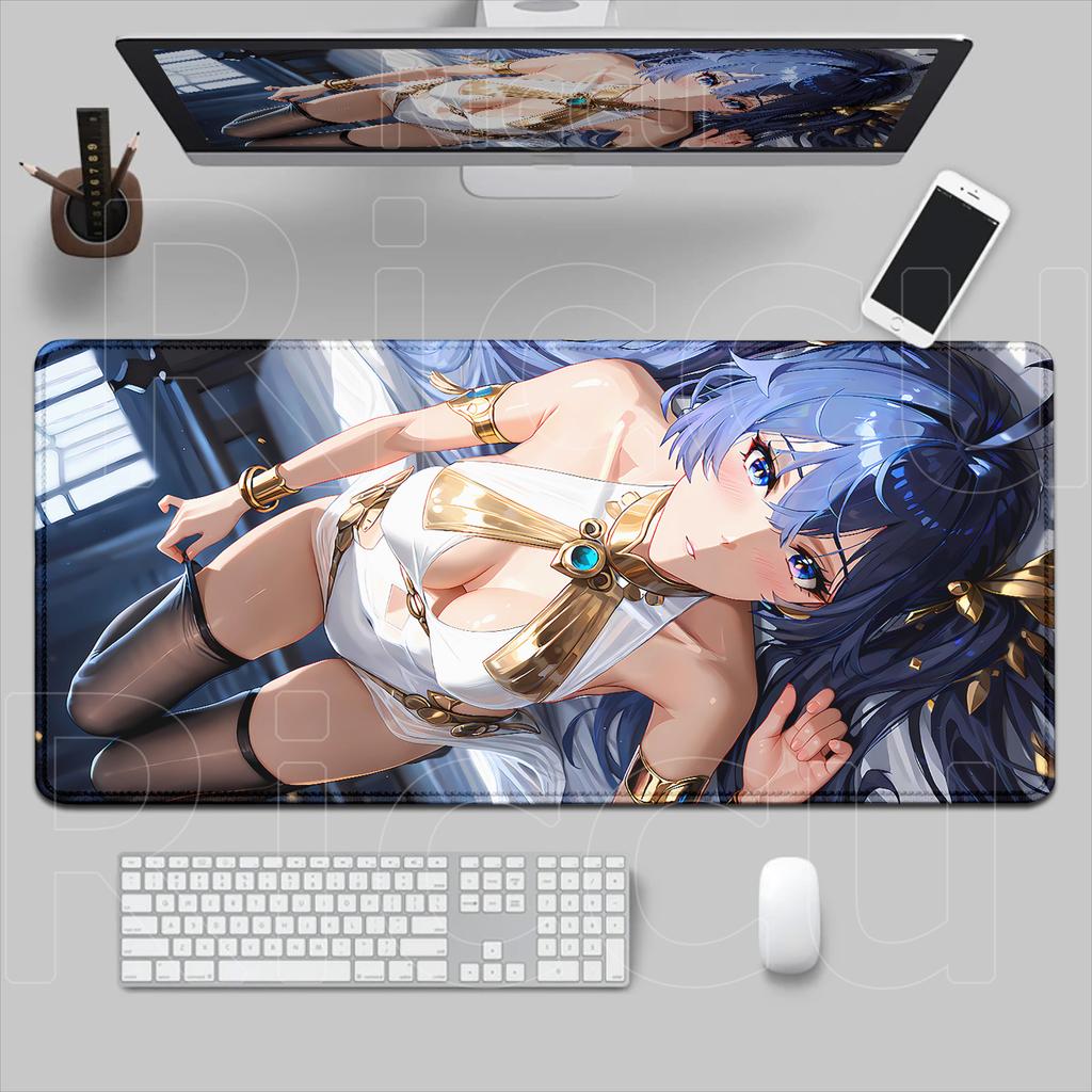 New HD Role Kawaii Luno Wuthering Waves Mouse Pad Gamer Mousepad Accessories Keyboard Mat Gaming Laptop Anime Blue Girl Desk Mat