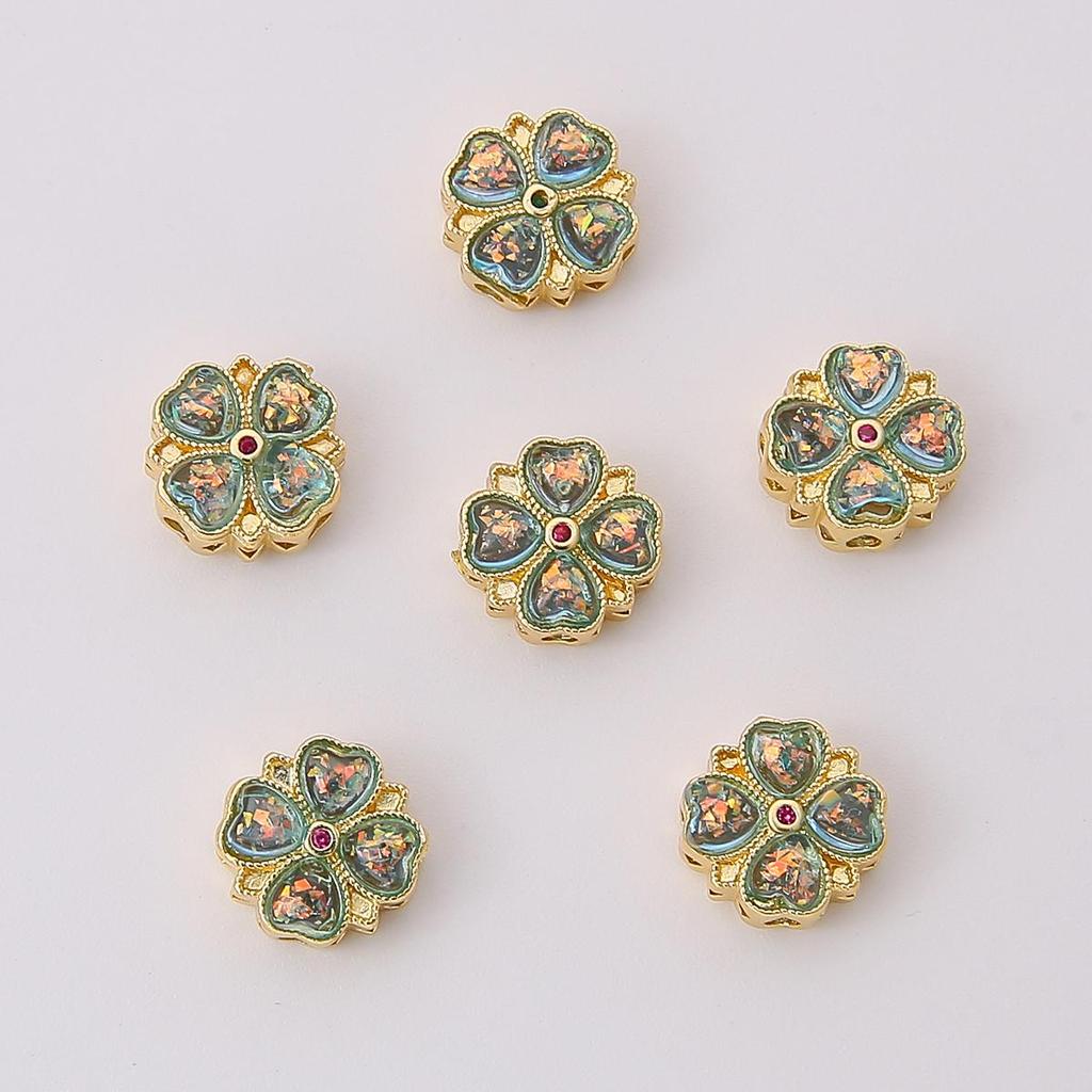 Copper Sand Gold Hollow Separated Bead Cherry Blossom Charm For DIY Jewelry Making Craft Accessories