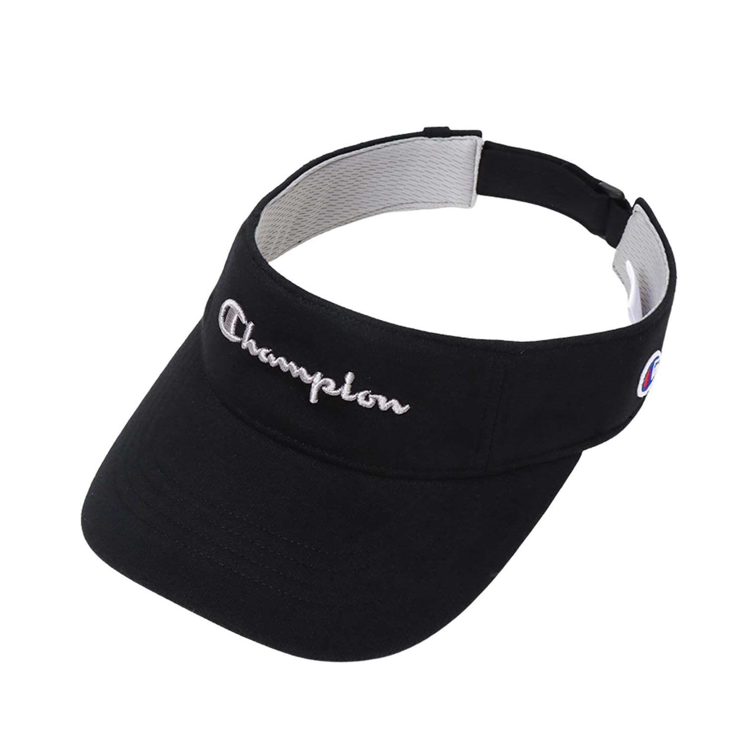 

Sun Visor Cotton Sweat Absorbent Quick Drying Adjuster Script Logo Visor Accessories Golf Black [Champion] 100% Men s C3-ZG703C